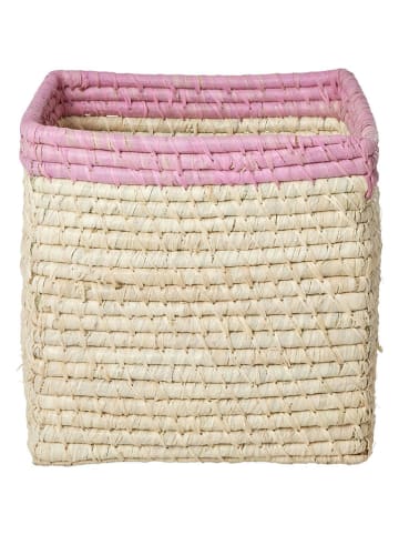 Rice Opbergmand crème/lichtroze - (B)20 x (H)20 x (D)20 cm