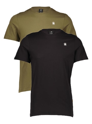 G-Star Koszulki (2 szt.) w kolorze khaki i czarnym