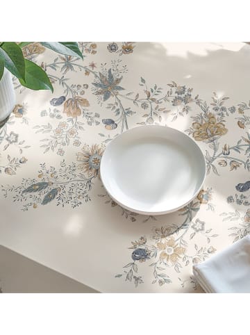 Tischdecke "Floral Deva" in Creme/ Blau