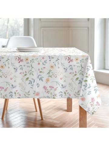 mint Deco Tischdecke "Floral And Tropical Ilma" in Weiß/ Grün/ Rosa