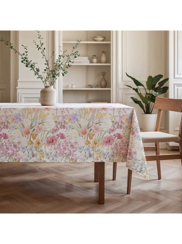 Mint Rugs Tischdecke "Floral Loto" in Weiß/ Rosa/ Gelb