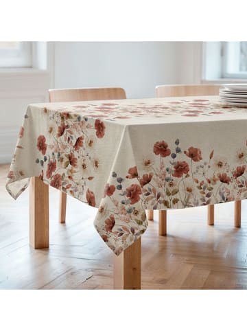 mint Deco Obrus "Floral And Tropical Amapola" w kolorze beżowo-czerwonym