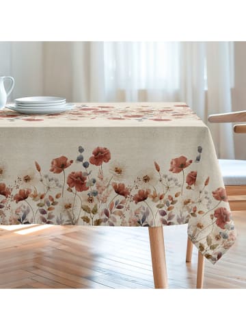 mint Deco Obrus "Floral And Tropical Amapola" w kolorze beżowo-czerwonym