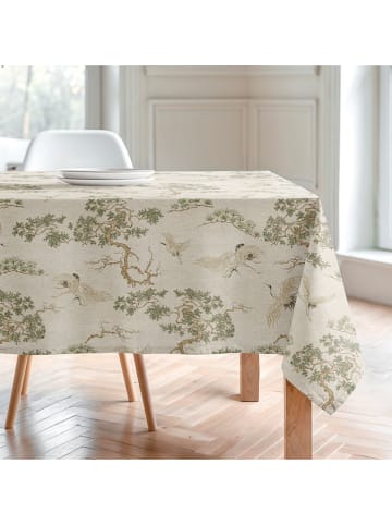 mint Deco Tafellaken "Natural Garza" crème/groen