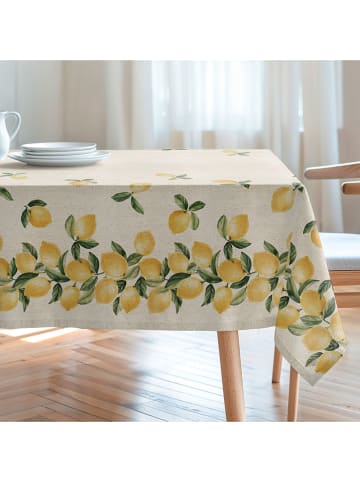 mint Deco Tafellaken "Natural Lemon" crème/geel/groen