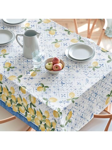 mint Deco Tafellaken "Floral And Tropical Doris" wit/geel/blauw