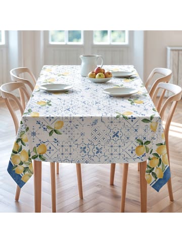 mint Deco Tafellaken "Floral And Tropical Doris" wit/geel/blauw