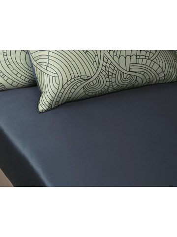 moooi Satijnen hoeslaken "Dodo Pavone" donkerblauw