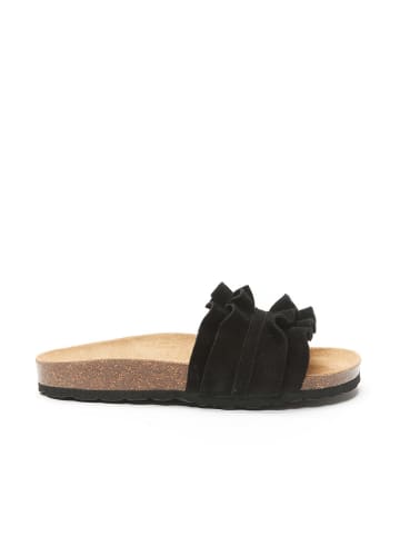 Mandel Leren slippers "Sofia" zwart
