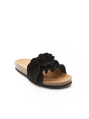 Mandel Leren slippers "Sofia" zwart