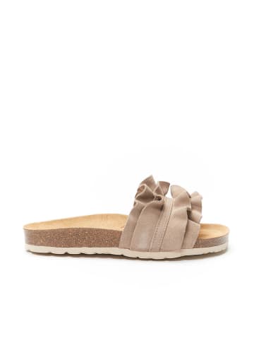 Mandel Leder-Pantoletten "Sofia" in Beige
