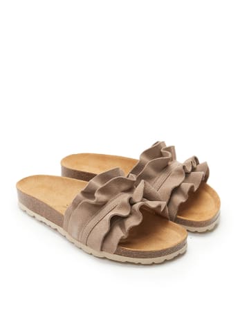 Mandel Leren slippers "Sofia" beige