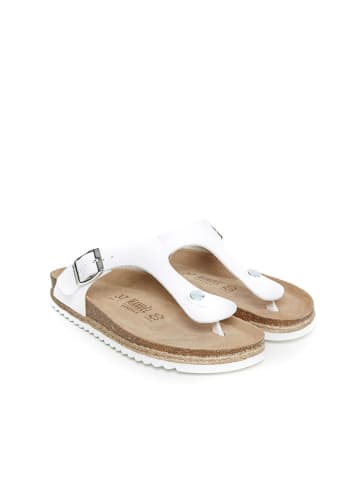 Mandel Leren teenslippers "Blanca" wit
