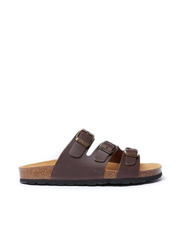 Mandel Leder-Pantoletten "Paco" in Braun