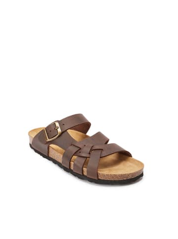 Mandel Leren slippers "Alvaro" bruin