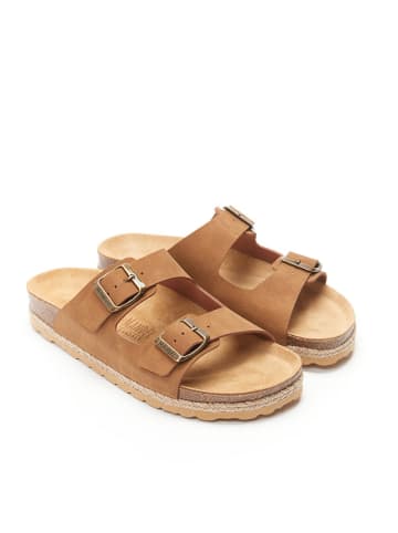 Mandel Slippers "Alberto" lichtbruin