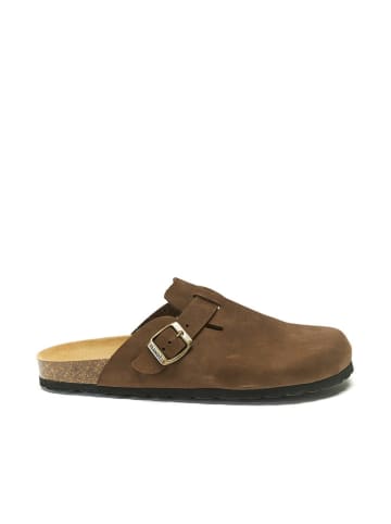Mandel Leren clogs "Noe" bruin