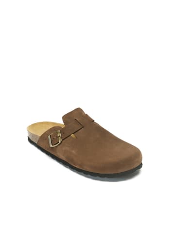 Mandel Leren clogs "Noe" bruin