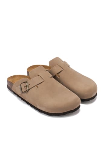 Mandel Leder-Clogs "Noe" in Beige