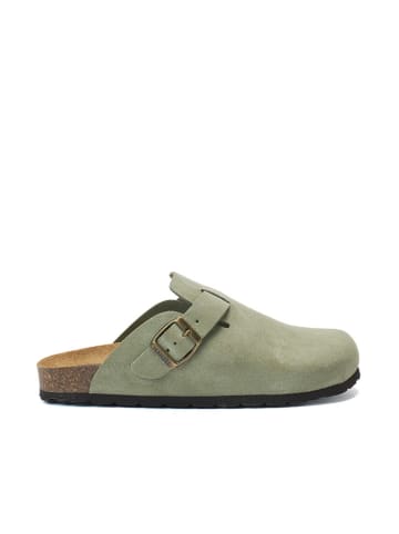 Mandel Leren clogs "Noe" groen