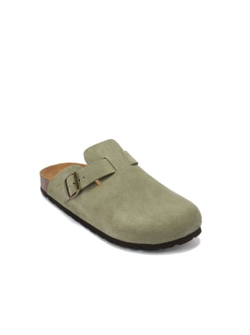 Mandel Leder-Clogs "Noe" in Grün