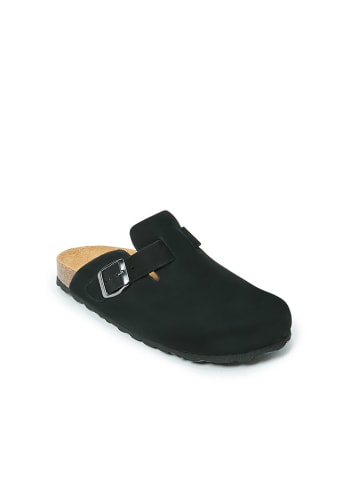 Mandel Leren clogs "Noe" zwart