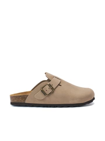 Mandel Leder-Clogs "Noe" in Taupe