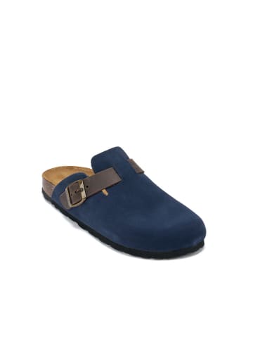 Mandel Leder-Clogs "Noe" in Dunkelblau