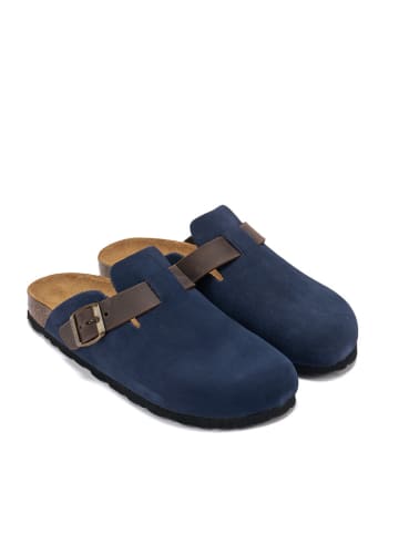 Mandel Leder-Clogs "Noe" in Dunkelblau