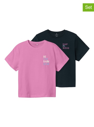 name it 2er-Set: Shirts in Dunkelblau/ Rosa