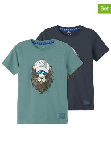 name it 2-delige set: shirts donkerblauw/turquoise