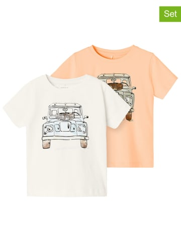 name it 2er-Set: Shirts in Orange/ Weiß