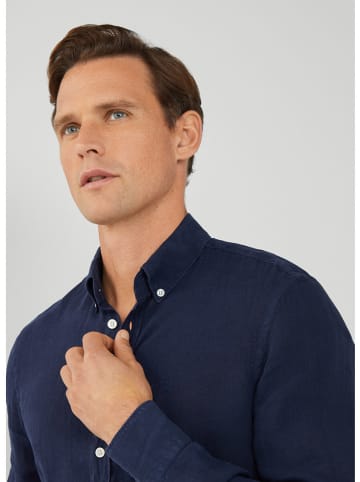 Hackett London Linnen blouse - regular fit - donkerblauw