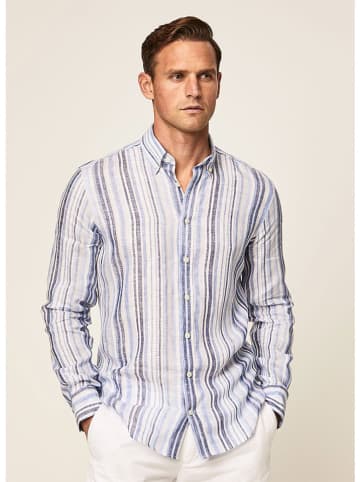 Hackett London Leinen-Hemd - Regular fit - in Weiß/ Hellblau/ Blau
