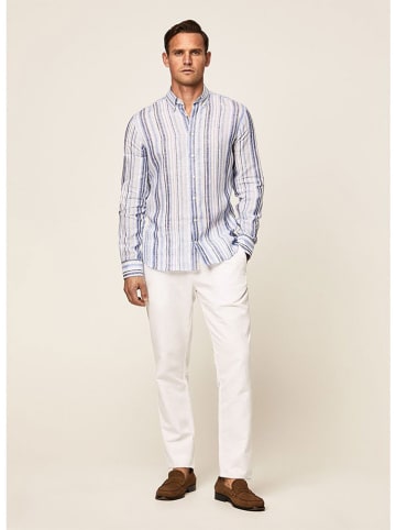 Hackett London Leinen-Hemd - Regular fit - in Weiß/ Hellblau/ Blau