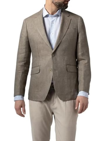 Hackett London Lniany blezer w kolorze szarobrązowym