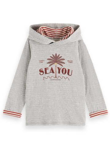 Scotch & Soda Hoodie in Grau/ Rot