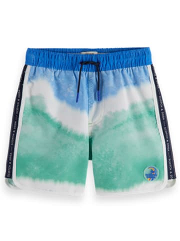 Scotch & Soda Szorty kąpielowe w kolorze niebiesko-biało-zielonym