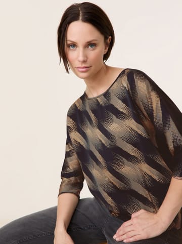 TAIFUN Bluse in Schwarz/ Braun