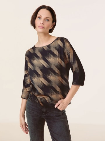 TAIFUN Bluse in Schwarz/ Braun