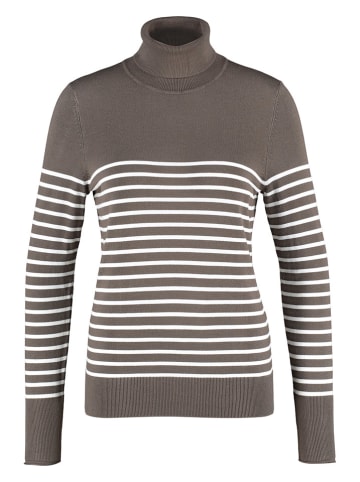 TAIFUN Pullover in Grau/ Weiß
