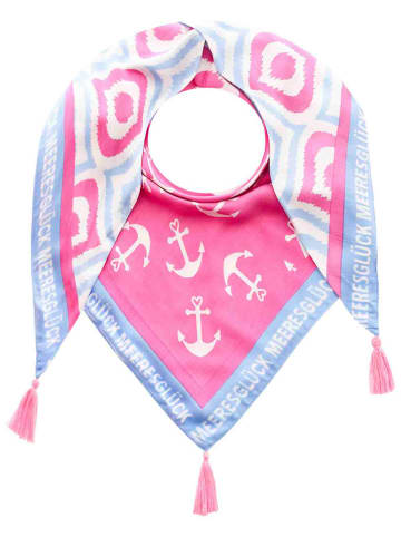 Zwillingsherz Dreieckstuch "Anker+Tropfen" in Rosa/ Hellblau - (L)200 x (B)90 cm