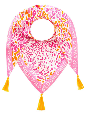 Zwillingsherz Dreieckstuch "Leo Kopf" in Rosa/ Creme/ Orange - (L)200 x (B)90 cm