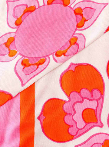 Zwillingsherz Dreieckstuch "Ornamente" in Creme/ Rosa/ Orange - (L)200 x (B)90 cm
