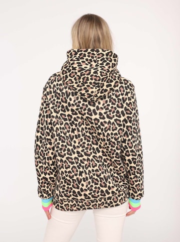 Zwillingsherz Hoodie "Leo allover Neon Kante" beige/zwart
