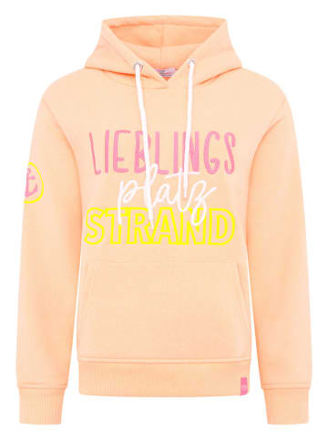 Zwillingsherz Hoodie "Lieblingsplatz Strand" in Orange