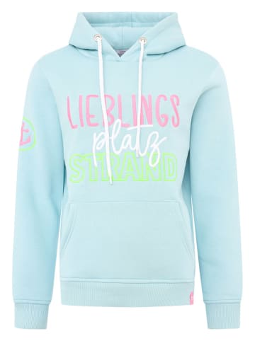 Zwillingsherz Hoodie "Lieblingsplatz Strand" in Hellblau