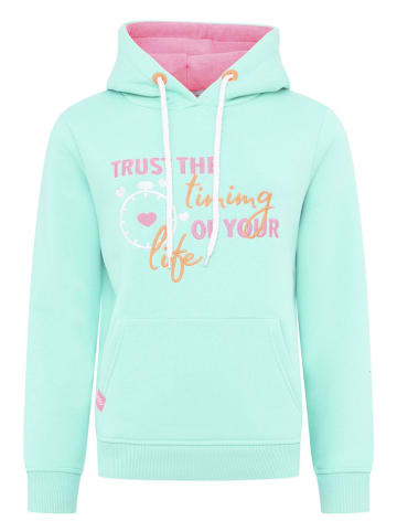 Zwillingsherz Bluza "Trust the Timing" w kolorze turkusowym