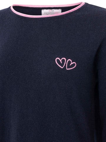 Zwillingsherz Sweter "Double heart" w kolorze granatowym