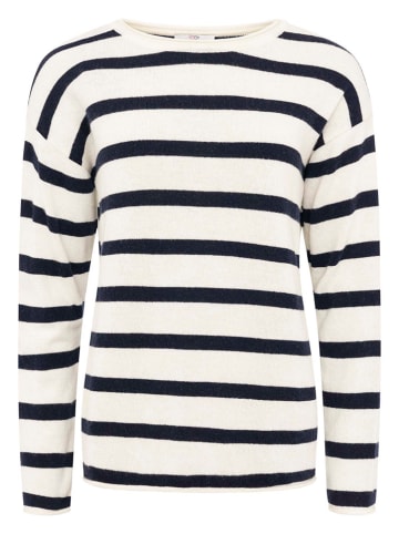 Zwillingsherz Pullover "Streifen" in Creme/ Dunkelblau